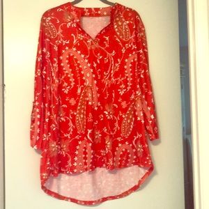 Red and White Collared Shirt